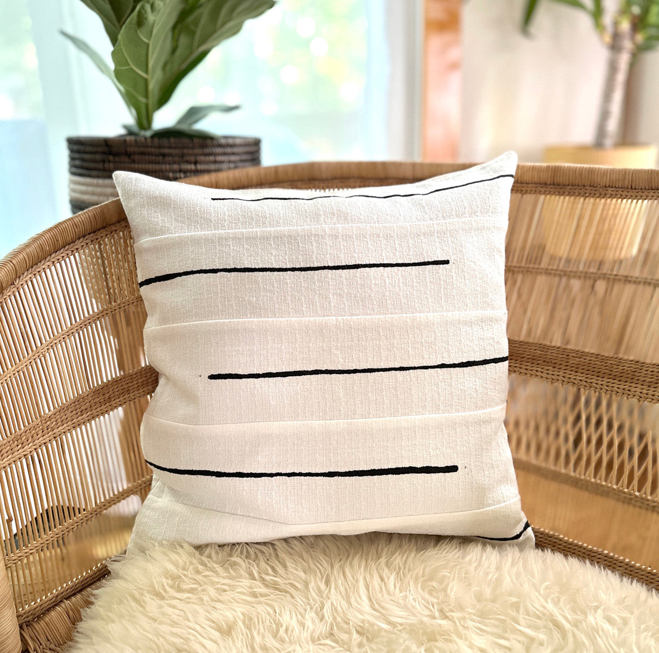 Crossing Lines Pillow Cover - White